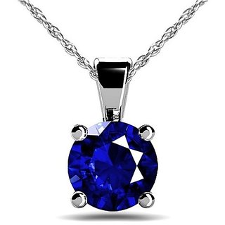 CEYLONMINE Natural Blue Sapphire 7.25 Carat Stone Silver Pendant For Women  Girls