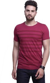 Odoky Maroon Printed Cottonl T-Shirt For Men NR