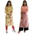 Fabclub Women's Cambric Cotton Printed Straight Designer Kurti (Pack of 2) (Yellow, Pink)