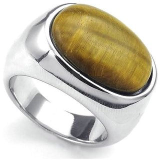 CEYLONMINE- Natural Tiger's eye stone sterling silver ring 5 ratti(4.6 carat) tiger's stone ring for unisex