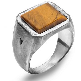 CEYLONMINE- 6.25 ratti (6.00 ct.) stone tiger's eye  silver  ring astrological & effective stone ring for unisex