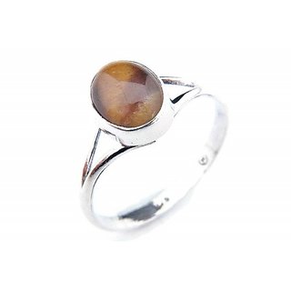 CEYLONMINE-  Certified Stone 6.25 carat Tiger's eye Silver  adjustable finger ring for unisex Unheated A1 quality stone tiger's eye ring for astrological purpsoe