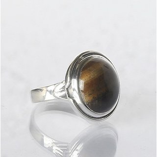 CEYLONMINE- lab certified Semi- precious stone tiger's eye 6.25 ratti stone ring in silver effective stone tiger's eye ring for unisex