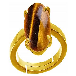 CEYLONMINE- 7.00 ratti  stone tiger's eye  gold plated ring asstrological  feective stone ring for unisex
