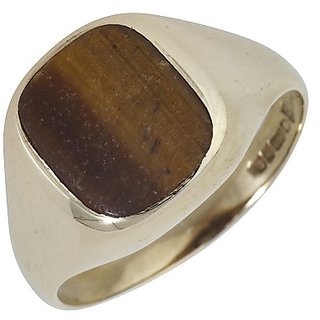 CEYLONMINE- Natural Tiger's Eye Adjustable gold plated  Ring 9.50  Carat Certified Stone ring Precious stone ring  for Men and Women