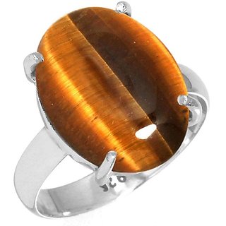 CEYLONMINE- lab certified Semi- precious stone tiger's eye 8.25 ratti stone ring in silver effective stone tiger's eye ring for unisex