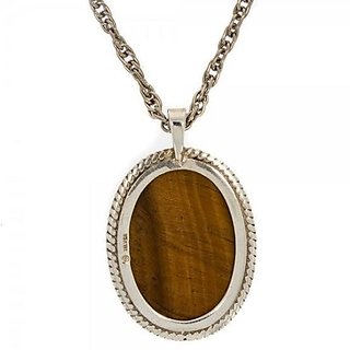 Natural Stone Tiger's Eye 5.25 Carat(5.83 Ratti) Gemstone Silver Pendant Unheated & Effective Stone Tiger's Eye Pendant For Unisex