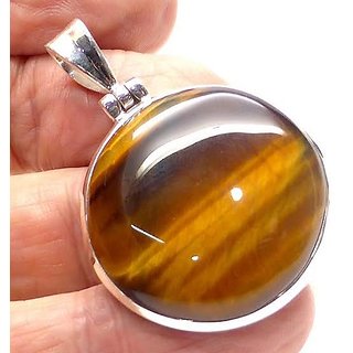 Lab Certified Stone 5.75 Carat Tiger's Eye Silver Adjustable Finger Pendant For Unisex Unheated A1 Quality Stone Tiger's Eye Pendant For Astrological Purpsoe By Ceylonmine