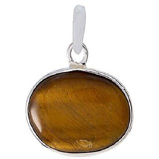 6.00 Carat Natural Semi- Precious Stone Tiger's Eye White Gold/Silver Pendant Original Stone Pendant For Unisex By Ceylonmine