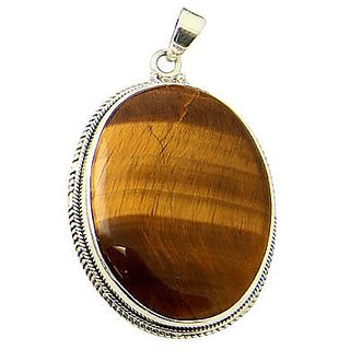 Ceylonmine- Precious 5.00 Carat Original Certified Tiger Stone Tiger's Eye Adjustable Pure 9.25 Silver Pendant Lab Certified  Effective Stone Pendant For Unisex