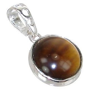 Ceylonmine-Original Tiger's Eye Silver Pendant For Women & Men Lab Certified 6.5 Carat Gemstone Pendant For Astrological Purpose