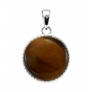 Natural Stone Tiger's Eye 5.25 Carat(5.83 Ratti) Gemstone 92.5 Sterling Silver Pendant Unheated & Effective Stone Tiger's Eye Pendant For Unisex