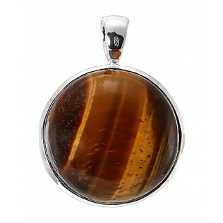 Ceylonmine- Tiger's Eye 5.5 Ratti Stone Gemstone Pure Silver Adjustable Pendant (Locket) Good Quality Stone Pendant For Unisex