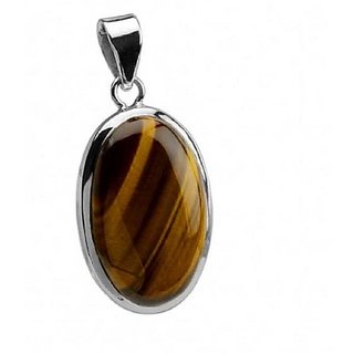 5.75 Carat Natural Semi- Precious Stone Tiger's Eye White Gold/Silver Pendant Original Stone Pendant For Unisex By Ceylonmine