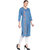 Rocca Women Embroidered Straight Fit Denim Kurti  (Light Blue)