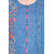 Rocca Women Embroidered Straight Fit Denim Kurti  (Light Blue)