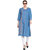 Rocca Women Embroidered Straight Fit Denim Kurti  (Light Blue)