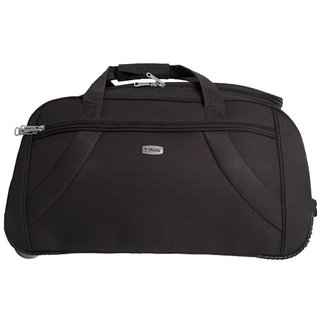 Timus Club Mumbai 65CM Black 2 Wheel Duffle Trolley Bag for Travel (Check-In Luggage)