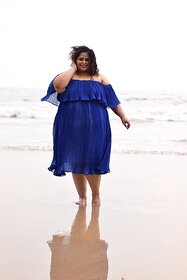 Ocean Goddess Pleated Off Shoulder Party Dress, Plus Size Clothing (Ptpd002)(Size-9).