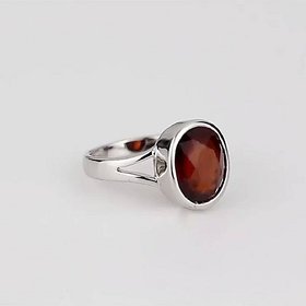 Gomed Ring 5.25 Carat Natural Hessonite / Garnet Stone Astrological Certified Lab