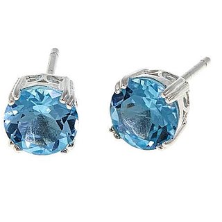 Ceylonmine Blue Topaz Earring Natural & Unheated Stud Earring For Women & Girls