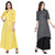 Saadhvi Yellow And Black Slub Cotton Embellished Pack Of 2 Kurtas