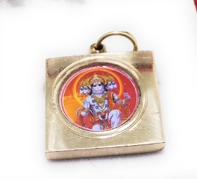 Ashtadhatu Gold Plated Square Panchmukhi Hanuman Yantra Locket With Mantra