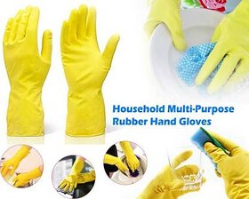 Eastern Club Reusable Rubber Hand Gloves For Washing, Cleaning Kitchen And Garden (1 Pair)