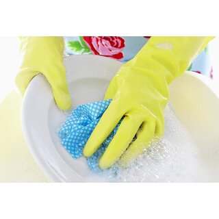 Eastern Club Rubber Hand Gloves Reusable Set Of 1 Pairs For Washing, Cleaning Kitchen Garden(Color May Vary)