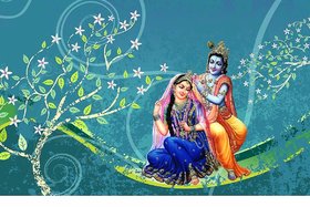 Style UR Home-3D Customized Radha Krishna Wallpaper 4Ft X 3Ft