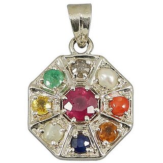 Navratna Pendant ( Navratan Locket ) Original & Unheated Gemstone Crystal Navgrah Pendant For Unisex By Ceylonmine