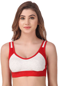Empisto Branded Red Color Cotton Fabric Sport Bra