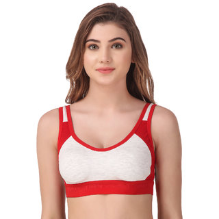Empisto Branded Red Color Cotton Fabric Sport Bra