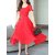 Vivient Women Red Plain Round Neck Georgette Maxi Dress