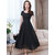 Vivient Women Black Plain Round Neck Georgette Maxi Dress