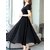 Vivient Women Black Plain Round Neck Georgette Maxi Dress