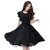 Vivient Women Black Solid Flair Georgette Short A Line Dress