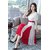 Vivient Women White Plain Red Kali Flair Georgette Maxi Dress.
