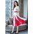 Vivient Women White Plain Red Kali Flair Georgette Maxi Dress.