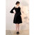 Vivient Women Black Bell Sleeve Cold Sholder Hosery Short Dress