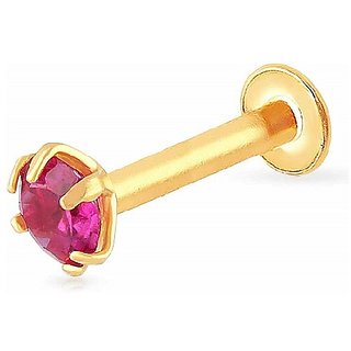 CEYLONMINE manik ruby stone nose pin original  certified gemstone ruby gold plated nosepin for women  girl