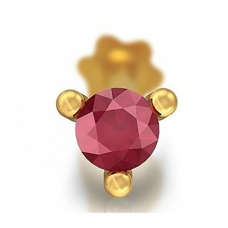 CEYLONMINE Ruby stone nose pin original  certified gemstone nosepin gold plated for women  girls