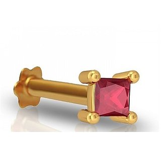 CEYLONMINE Ruby stone nose pin original  certified gemstone gold plated nosepin for women  girls