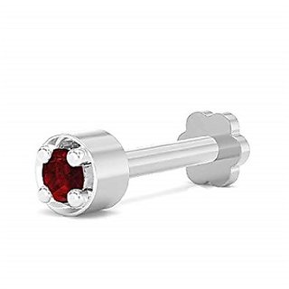 CEYLONMINE Manik ruby nose pin natural  original stone ruby nosepin silver  for women  girls