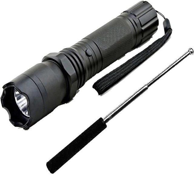 Buy Rechargeable Flash Light Stun Gun With Self Defence Telescopic Iron ...