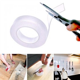 D S Synthetic Adhesive Grip Tape Double Sided Slip Anti Nano Gel Washable Reusable Sticky Roll pack of 1