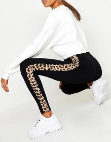 Women's / Girl's Side Small Leopard Skin Printed Stripe tights Gym Wear Yoga Wear Sport's Wear