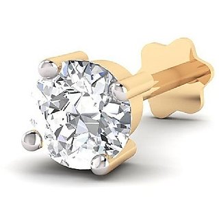 CEYLONMINE  natural nose pin diamond stone ( american diamond ) 100 original  certified gold plated for women  girls