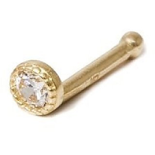 CEYLONMINE original diamond nosepin natural stone american diamond gold plated nose pin for women & girls