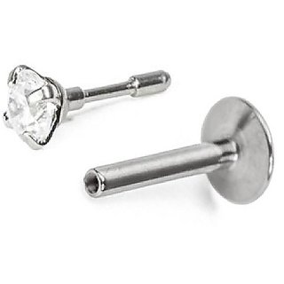 CEYLONMINE white american diamond nosepin natural  original gemstone silver nose pin for women  girl